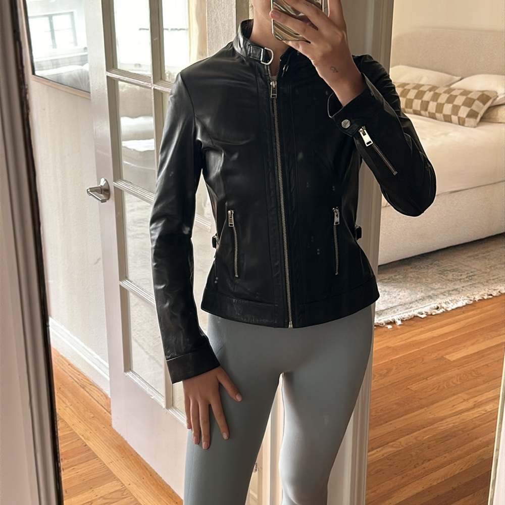 COPY - REVOLVE LaMarque Leather Jacket XS black 100% Leather Biker Designer Gen…